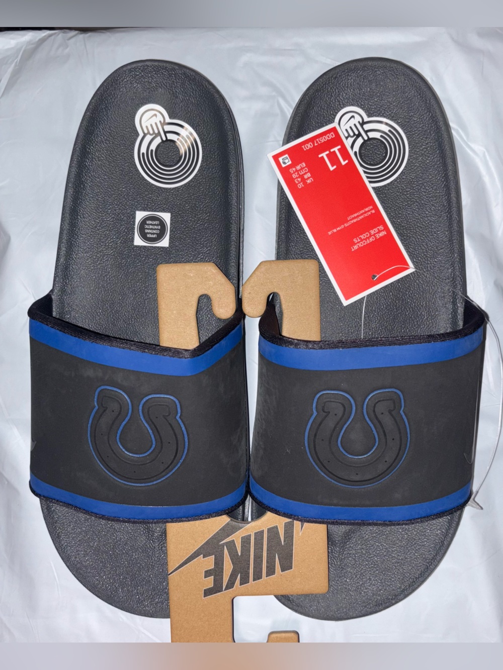 Nike Black & Royal Blue Colts Slide Sandals